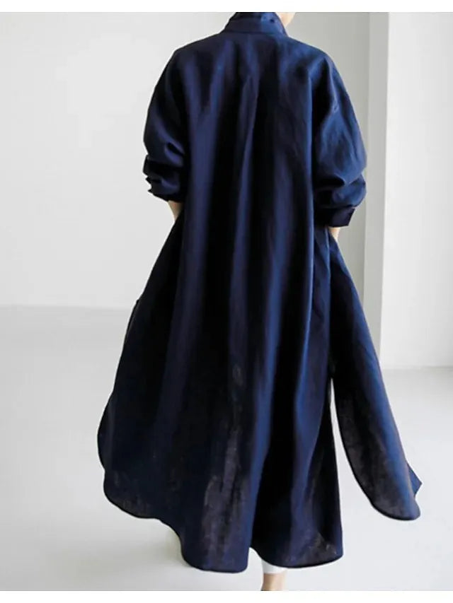 Women's Cardigan Cotton And Linen Half Sleeve Dress Women